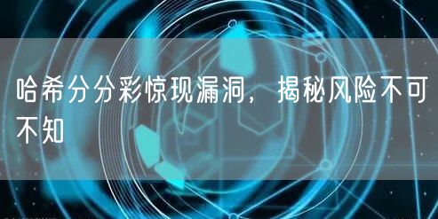 哈希分分彩惊现漏洞，揭秘风险不可不知