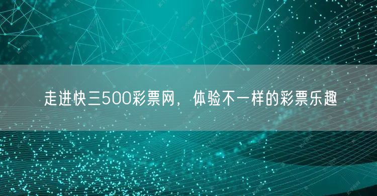 走进快三500彩票网，体验不一样的彩票乐趣